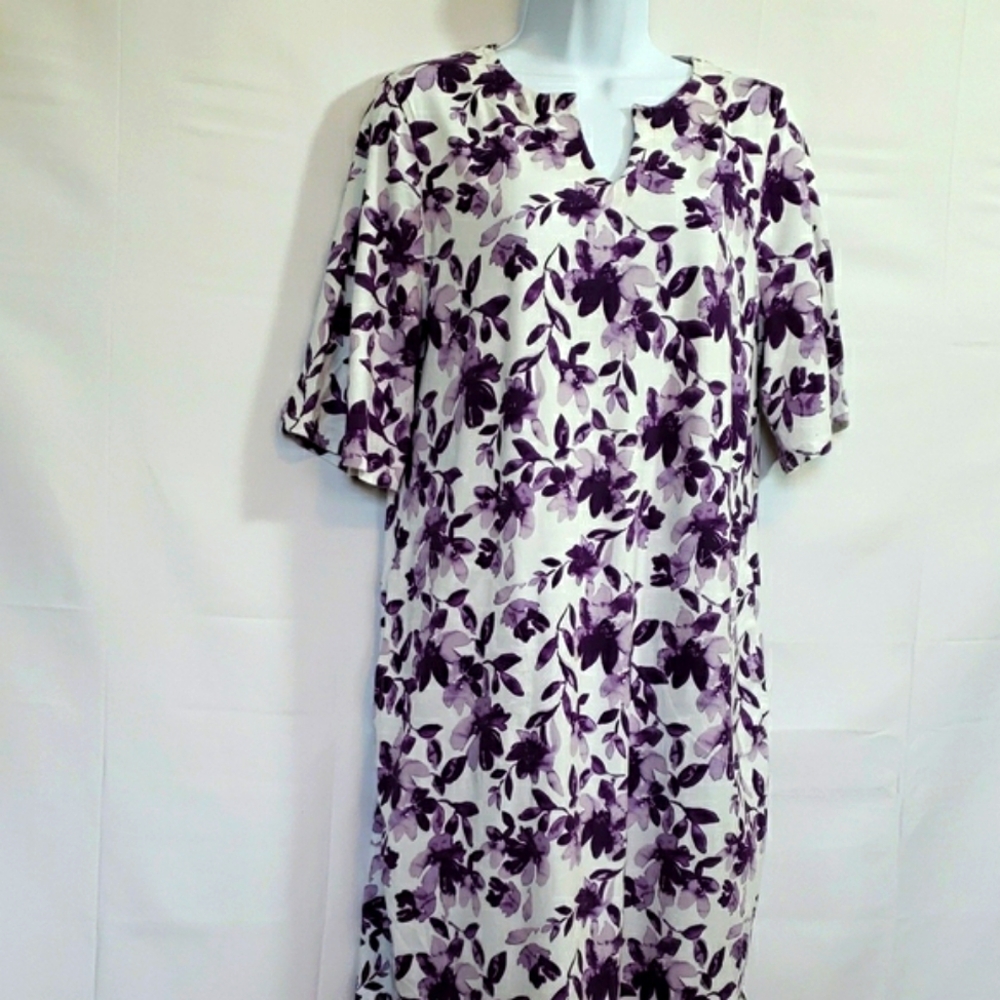 Hang Ten Purple and White Midi Sheath Dress